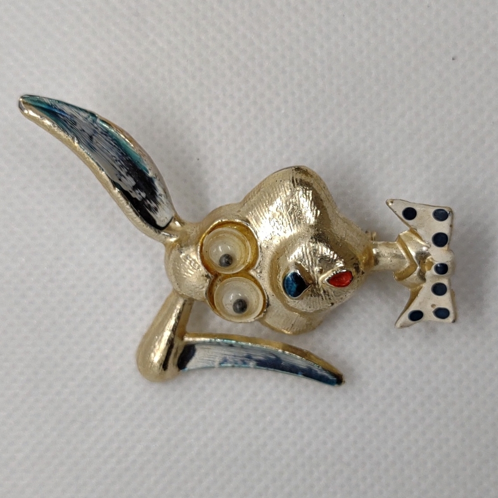 Vintage Googly Eyes Long Eared Cartoon Dog Brooch